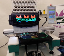 Load image into Gallery viewer, Used Feiya Embroidery Machine 2013 Head – 15 Colors -with Hoops & Cap System